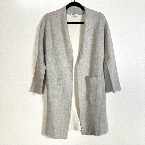 Babaton Lance Cardigan Light Grey Open Front Longline Wool Blend Size Small - Picture 2 of 15